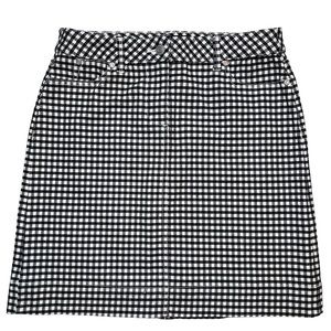 Talbots Black/White Gingham Plaid Stretch Denim Skirt Size 4P
